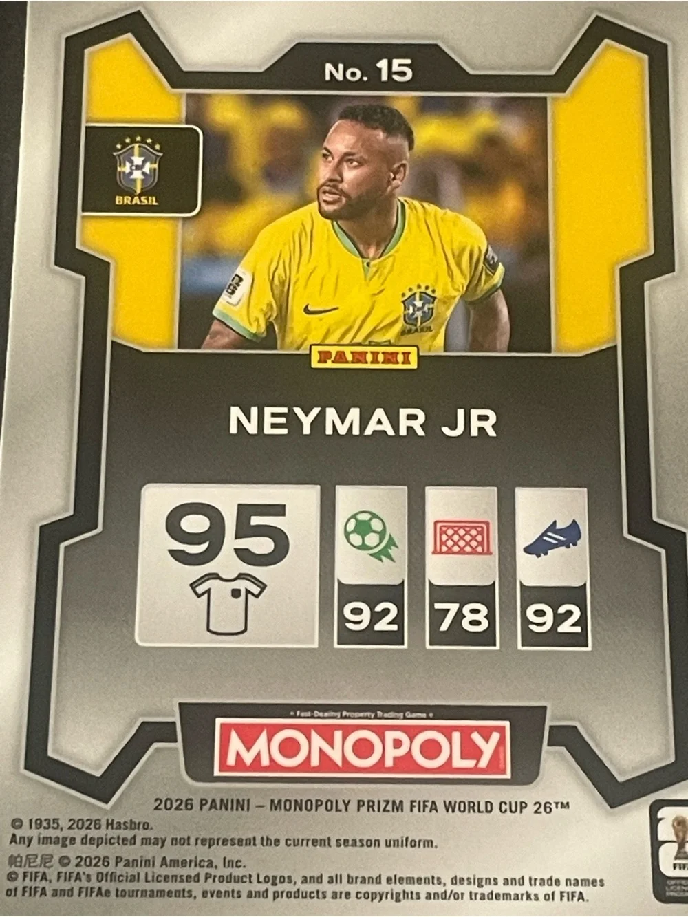 Neymar Brazil FIFA World Cup 2026 Prizm Monopoly Base Card